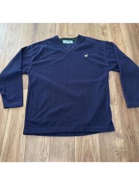 Vtg 90s Big Dogs Navy Blue Ribbed V-Neck Pullover Large